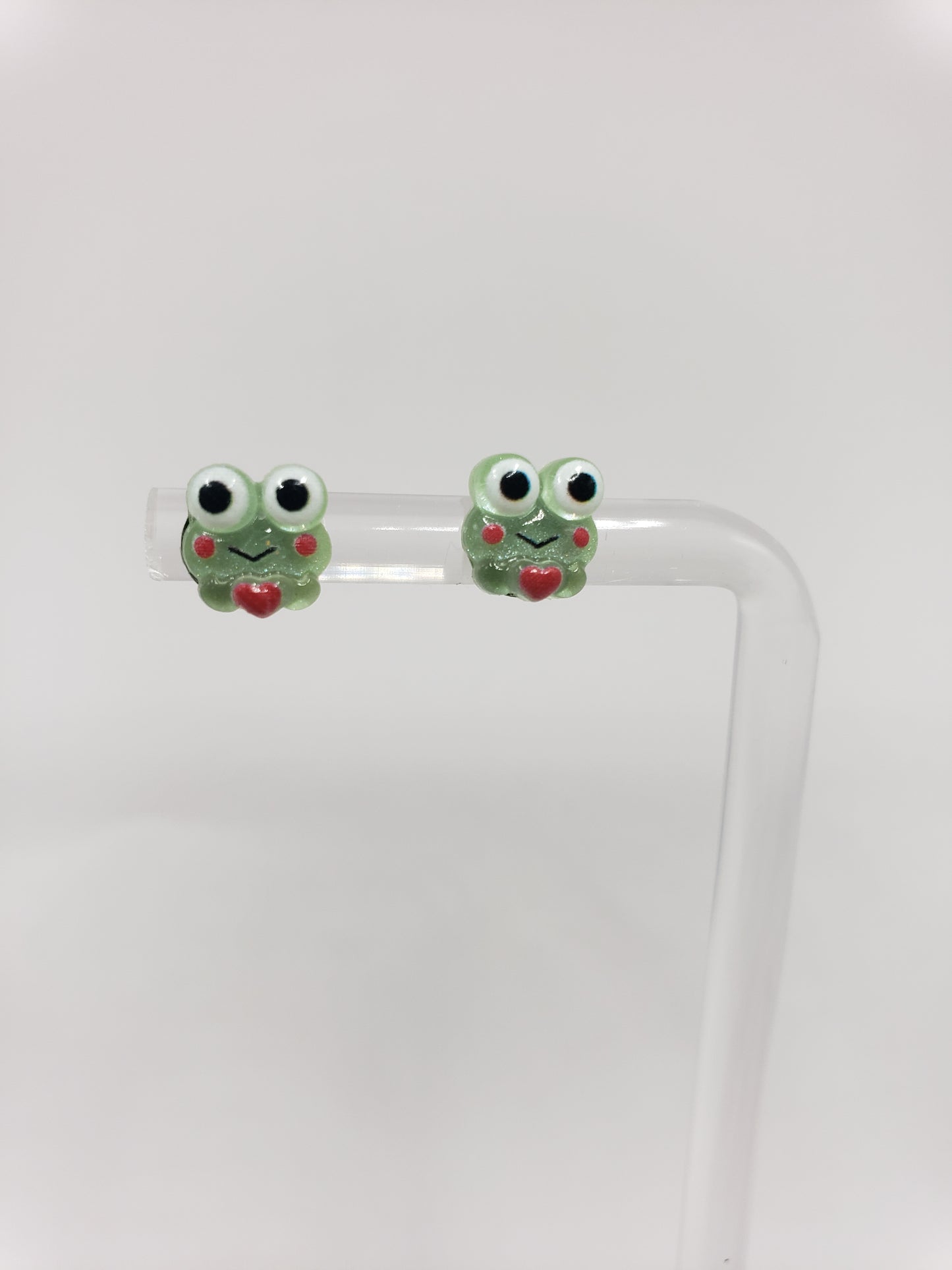 Green Acrylic Frog Post Earings