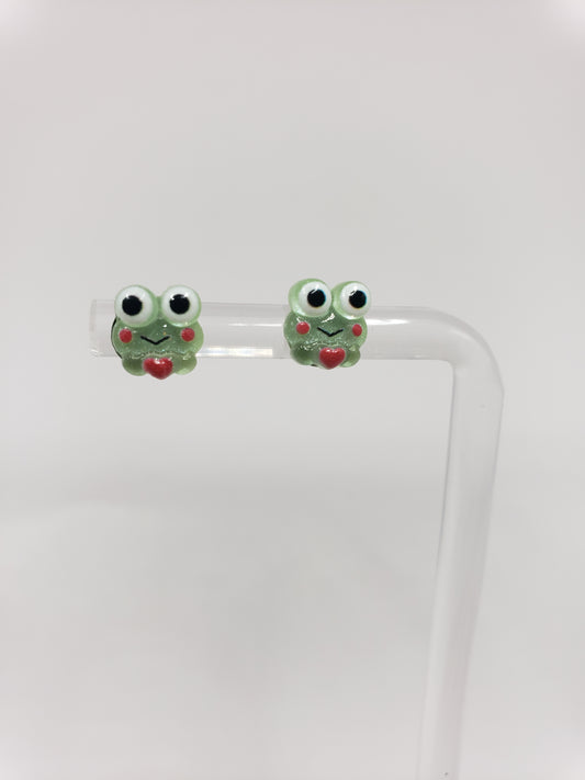 Green Acrylic Frog Post Earings