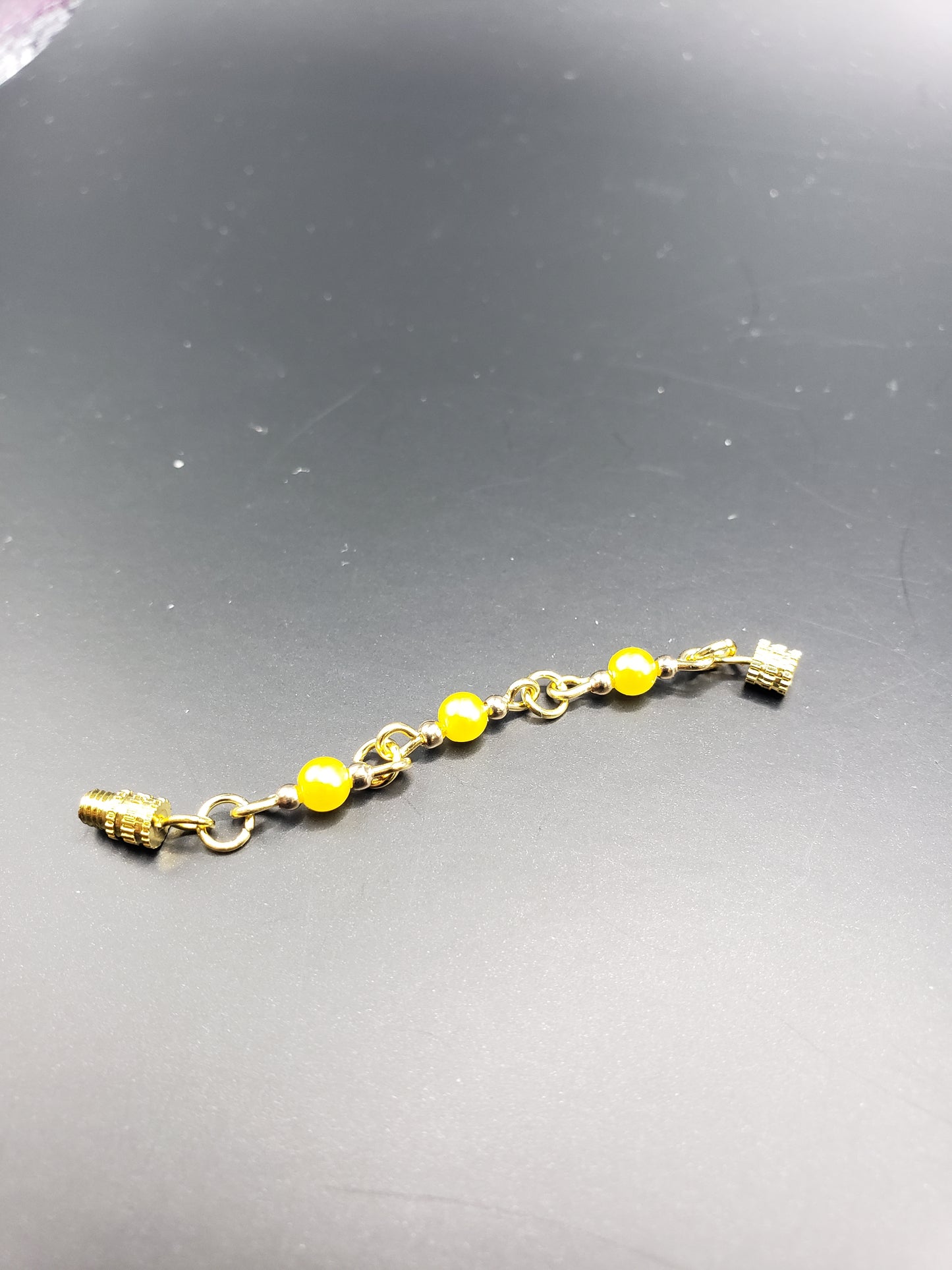 BellaRose1 and BellaRose2 Lemon Yellow "Pearl" Beads 2 3/8" Necklace Extender
