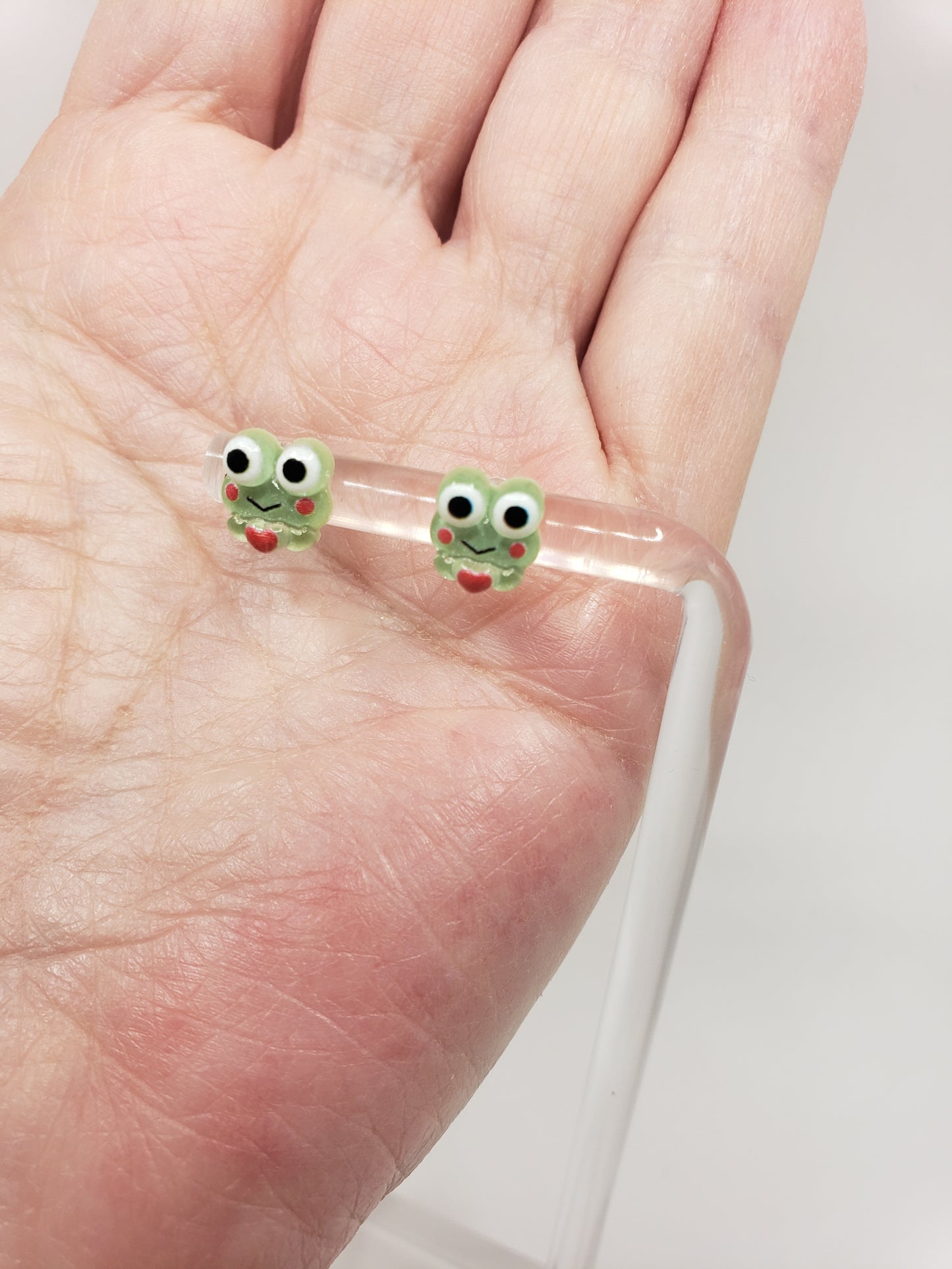 Green Acrylic Frog Post Earings