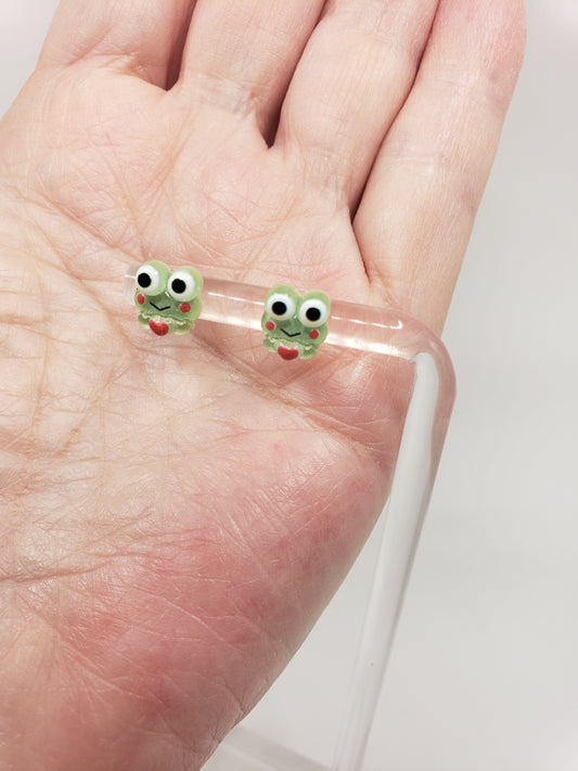 Green Acrylic Frog Post Earings