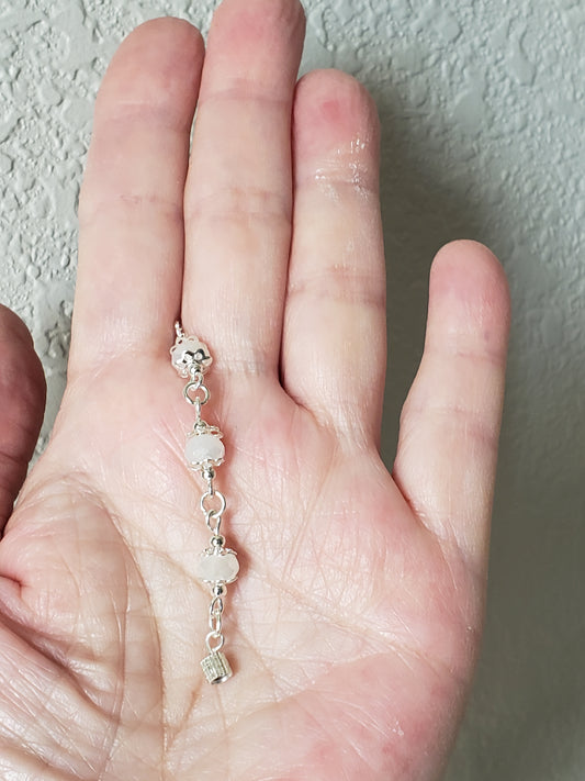 GirlOnFireC Wedding White AB Faceted Beads 2.5" Necklace Extender C