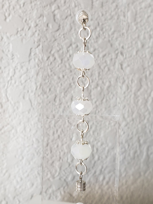 GirlOnFireD Wedding White AB Faceted Beads 2.5" Necklace Extender D