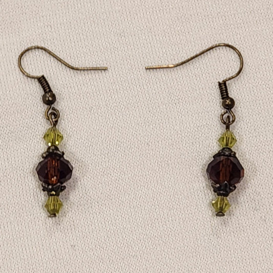 Golden Brown Topaz Rondelle and Peridot Bicone Earring