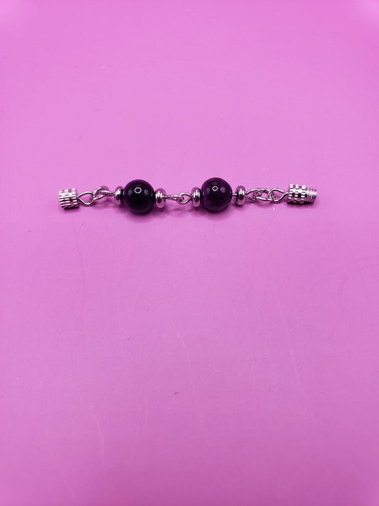 Ursula 2 Purple and Black Tiger's Eye w/ Nautilus Shell 2" Necklace Extender